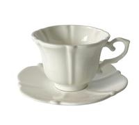 SHGUOMSC 60-200ml Chinese Porcelain Tea Cup Coffee Goblet Mug White Ceramic Footed Ice Cream Bowl for Adults Gifts(Golden Pearl Cup and Plate)