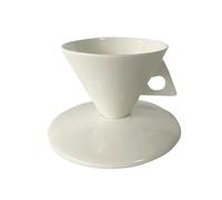 SHGUOMSC 60-200ml Chinese Porcelain Tea Cup Coffee Goblet Mug White Ceramic Footed Ice Cream Bowl for Adults Gifts(White Cups and Plates)