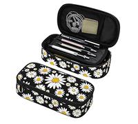 shgwehh Daisy Pencil Case, Pencil Pouch with Zipper, Large Capacity Pencil Pen Case Box, Durable Stationery Storage Organizer Bags for Teens Boys Girls Women Office (Daisy)