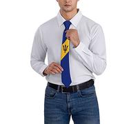 shgwehh Formal Necktie Barbados Flag Emblem Striped Slim Necktie Elegant Men'S Tie Formal Necktie For Gifts Wedding Business Party