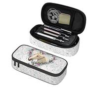 shgwehh Horse Pencil Case, Large Capacity Pencil Pouch with Zipper, Durable Pen Pencil Bag Multifunction Stationary Bag for Girl Women (Floral Horse)