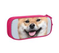shgwehh Large Pencil Case for Boys and Girls, Smiling Shiba Inu Pencil Cases with Big Compartments for School Stationary Office and Travel Pink