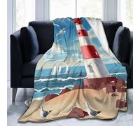 shgwehh Lighthouse Seagull Blanket Soft Cozy Throw Blanket Fluffy Flannel Fleece Blanket for Sofa Bed Camping Travel 125x100cm(50"x40")