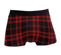 shgwehh Mens Black Red Tartan Plaid Scottish High Waistband Boxer Briefs Underwear Trunk