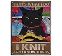 shgwehh Metal Signs Crochet And Knitting I Knit And I Know Things Funny Tin Sign Bar Coffee Home Room Art Wall Plaque Decor Gift Outdoor Indoor 30x40 CM
