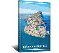 shgwehh Metal Tin Sign England Gibraltar Rock of Gibraltar Vintage Travel Tin Sign Rustic Decor Cave Coffee Shop Bar Bedroom Home Wall Decor Tin Sign 20x30CM