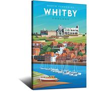 shgwehh Metal Tin Sign England Whitby Whitby Abbey Vintage Travel Tin Sign Rustic Decor Cave Coffee Shop Bar Bedroom Home Wall Decor Tin Sign 20x30CM