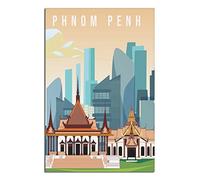 shgwehh Metal Tin Sign Phnom Penh Cambodia Vintage Travel Tin Sign Rustic Decor Cave Coffee Shop Bar Bedroom Home Wall Decor Tin Sign 30x43CM