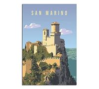 shgwehh Metal Tin Sign San Marino Vintage Travel Tin Sign Rustic Decor Cave Coffee Shop Bar Bedroom Home Wall Decor Tin Sign 20x30CM