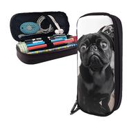 shgwehh Pencil Case Cute Black Pug Dog Printed Big Capacity Pencil Case Pencil Pouch Simple Stationery Organizer for Office Travel Holder Box