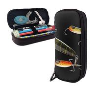 shgwehh Pencil Case Fishing Lure Printed Big Capacity Pencil Case Pencil Pouch Simple Stationery Organizer for Office Travel Holder Box