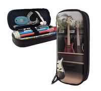 shgwehh Pencil Case Guitar Bass Music Printed Big Capacity Pencil Case Pencil Pouch Simple Stationery Organizer for Office Travel Holder Box