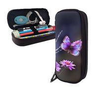 shgwehh Pencil Case Lovely Purple Butterfly Printed Big Capacity Pencil Case Pencil Pouch Simple Stationery Organizer for Office Travel Holder Box