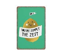shgwehh Simply The Zest Greeting Tin Signs - Well Done - Cute - Lemon Retro Funny Metal Sign Vintage Poster Wall Art for Kitchen Garden Bathroom Farm Home Coffee Decor Tin Sign, 8x12 inches