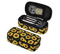 shgwehh Sunflower Pencil Case, Foral Pencil Pouch with Zipper, Large Capacity Pencil Pen Case Box, Durable Stationery Storage Organizer Bags for Teens Boys Girls Women Office (Sunflower)