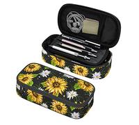 shgwehh Sunflower Pencil Case, Pencil Pouch with Zipper, Large Capacity Pencil Pen Case Box, Durable Stationery Storage Organizer Bags for Boys Girls Teens Women Office (Sunflower)