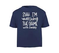 Shh I'm Watching The Game with Daddy Statement [BBY5] Short Sleeve Cotton Toddler t Shirt, 3-4 Years, Navy