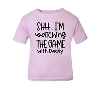 Shh I'm Watching The Game with Daddy Statement [BBY5] Short Sleeve Cotton Toddler t Shirt, 3-4 Years, Pastel Pink