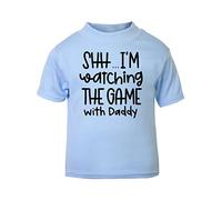 Shh I'm Watching The Game with Daddy Statement [BBY5] Short Sleeve Cotton Toddler t Shirt, 3-4 Years, Pastel Blue