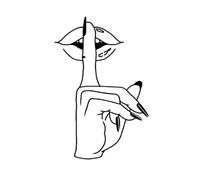 "Shh" Silent Gesture+Mysterious Lips Design Tattoo Patch 1-2 W urable Waterproof