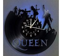 SHHAO The Queen Rock Music Band Vinyl Wall Clock, LED 7 Color Night Lamp Retro Wall Clock, Living Room, Kitchen, Unique Gifts Handmade Home Wall Decor (With light)，(Gift bag+hook)