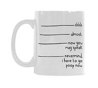Shhh Almost Now You May Speak Nevermind I Have to Go Poop Now Quotes 11 Ounce Ceramic Travel Coffee Mug Tea Cup Set with Sayings - Funny Unique Birthday Gift for Mom Dad Friend Him Her