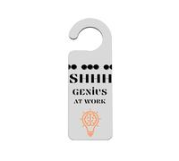 'Shhh Genius at Work' Novelty Door Handle Hanger - Bedroom Sign for Boy's or Girl's Room. Idea for Brother, Sister, Teens, Son, Daughter, Parents, Grandparents. (doorh-kf23-geniusatwork)