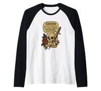Shhh I’m Listening to True Crime Podcasts Distressed Design Raglan Baseball Tee