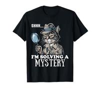 Shhh I’m Solving a Mystery Detective Funny Cat Art T-Shirt