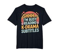 Shhh I'm Busy Reading K Drama Subtitles T-Shirt, Men's Big and Tall, Black, 5X Tall