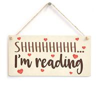 Shhh I'm Reading - Funny Love Heart Design Book Lover Gift Sign/Plaque