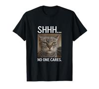 Shhh No One Cares Funny Bored Cat Meme T-Shirt
