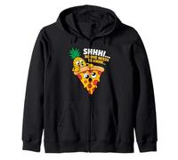 Shhh No One Needs to Know Fun Pineapple and Pizza Zip Hoodie