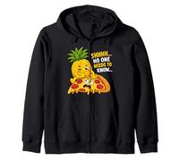 Shhh No One Needs to Know Funny Pineapple and Pizza Zip Hoodie