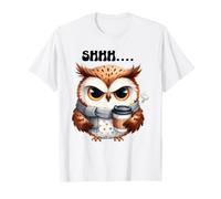 Shhh Owl Coffee Quiet Morning Caffeine Drinker T-Shirt