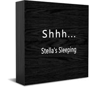 Shhh Stella'S Sleeping Wooden Box Sign Decorative Funny Office Wood Box Sign Home Office Decor Rustic Farmhouse Square Desk Decor Sign For Shelf 5 X 5 Inches