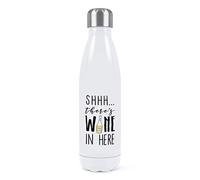 Shhh There's Wine in Here White Double Wall Water Bottle Insulated Stainless Steel Sports Drinks 500ml White