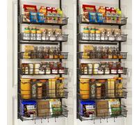 SHHZHIFAN 2 Pack 6-Tier Over Door Spice Rack, No-Shake Hanging Door Storage with Adjustable Baskets, Rustproof & No Deformation, for Kitchen, Garage, Pantry Organizer