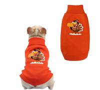 SHIAOMIN Thanksgiving Dog Sweater - Turkey Dogs Pullover Classic Knitwear with Leash Hole Warm Winter Pet Turtleneck Sweaters Apparel for Small Medium Breeds (L)