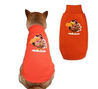 SHIAOMIN Thanksgiving Dog Sweater - Turkey Dogs Pullover Classic Knitwear with Leash Hole Warm Winter Pet Turtleneck Sweaters Apparel for Small Medium Breeds (S)