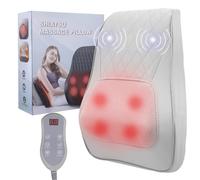 Shiatsu Back Massager with Heat, 3-Speed Neck and Back Massage Pillow | 3 Heat Levels; 3 Vibration Modes; Bi-directional Kneading; Ergonomic Massage Cushion for Neck, Waist, Arms and Legs