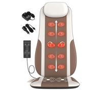 Shiatsu Back Massager with Heat, Massage Chair Seat Cushion for Stress Relief, Deep Fabric Kneading and Roller, 2 Vibration Motors, PU Leather, Fit for 5'1-6'0,