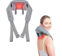Shiatsu Deep Kneading Neck and Shoulder Massager with Heat, 2 Massage Modes, Electric Therapeutic Massage Wrap, Grey