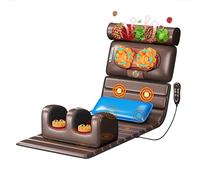 Shiatsu Full Body Massage Mat with Heat - 20 Kneading Heads, 9 Modes & 9 Force Levels, Electric Heated Pad for Back/Neck/Leg Muscle Relief (Brown)