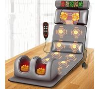 Shiatsu Massage Mat - Full Body Heated Pad with 10 Vibrating Nodes, Adjustable Cervical Pillow & Lumbar Heat, FDA Registered for Back/Neck/Shoulder Pain Relief