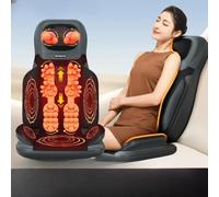 Shiatsu Massager with Heat and Vibration for Neck, Back, and Shoulders, Adjustable Massage Seat for Home and Office Use, UK Adapter