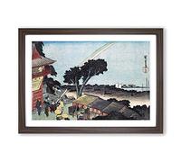 Shiba Atago Sanjo no Zu by Utagawa Hiroshige Framed Print | A2 Walnut Framed Wall Art | Ready to Hang | Asian Nature Picture | Living Room Bedroom Lounge Office