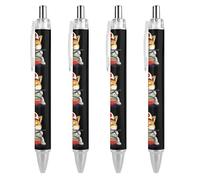 Shiba Dog Japanese Ramen Retractable Ballpoint Pen Black Ink Ball Point Pen Work Pens 4 PCS