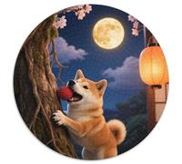 Shiba Inu 1000 Pieces Jigsaws Stress Reliever Difficult Challenge for Adults & Kids Challenging Cute Pets Round Home Decor Gifts (67.5x67.5cm)