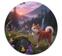 Shiba Inu 1000 Pieces Jigsaws Stress Reliever Difficult Challenge for Adults & Kids Creative Cute Pets Round Home Decor Gifts (67.5x67.5cm)